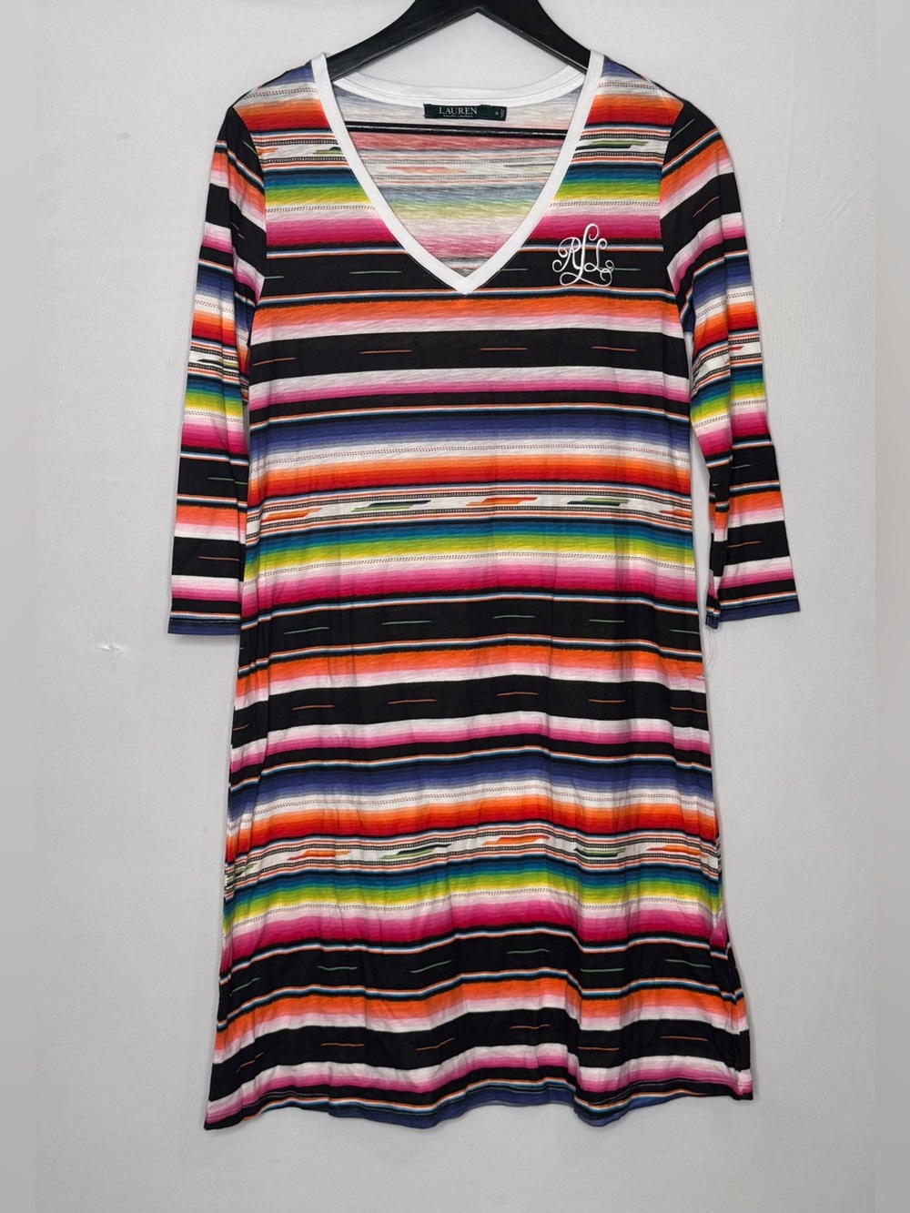 Lauren Ralph Lauren Multicolor Striped V-Neck Nightshirt